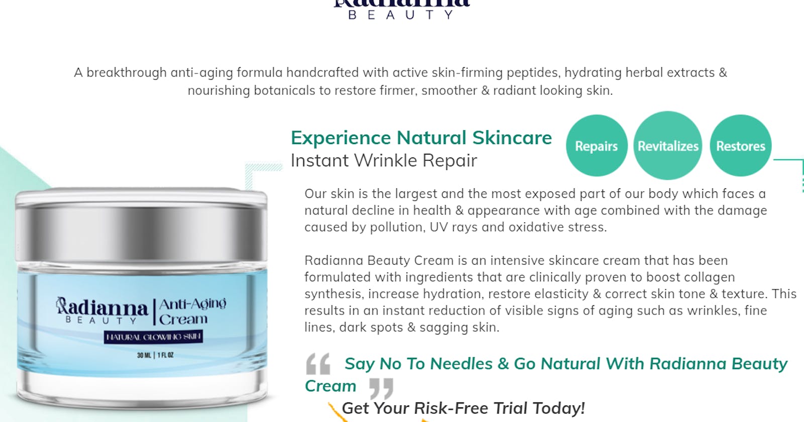 Radianna Beauty Anti Aging Cream: The Secret to Youthful and Radiant Skin!