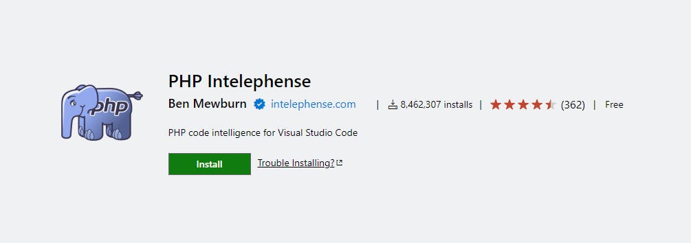 PHP code intelligence for Visual Studio Code.