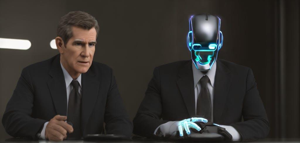 Jack Ryan working with an AI Robot, made in Playground AI