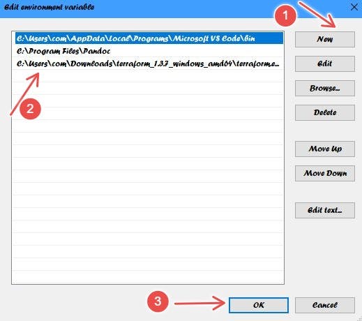 Add path to user variables