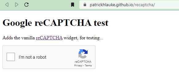 reCAPTCHA testing website