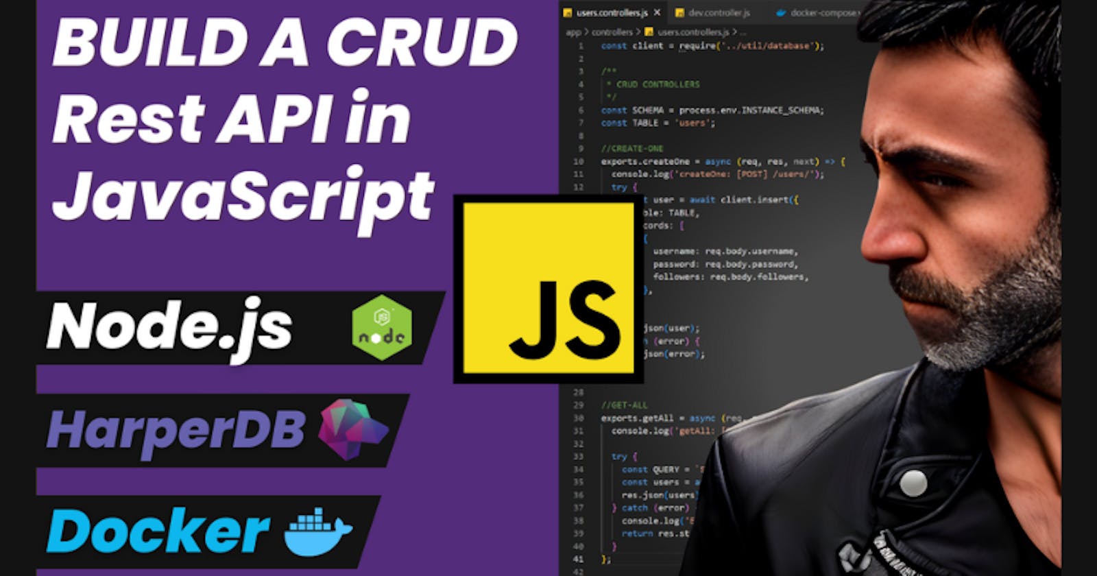 JavaScript CRUD REST API using Node.js, Express, HarperDB, Docker