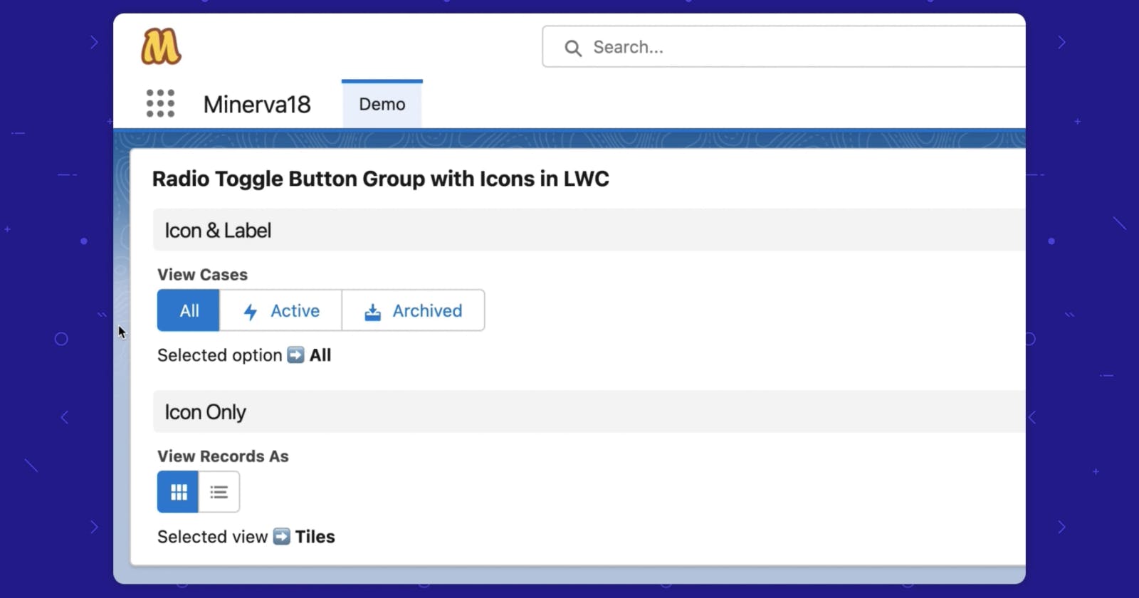 Radio Toggle Button Group with Icons in LWC