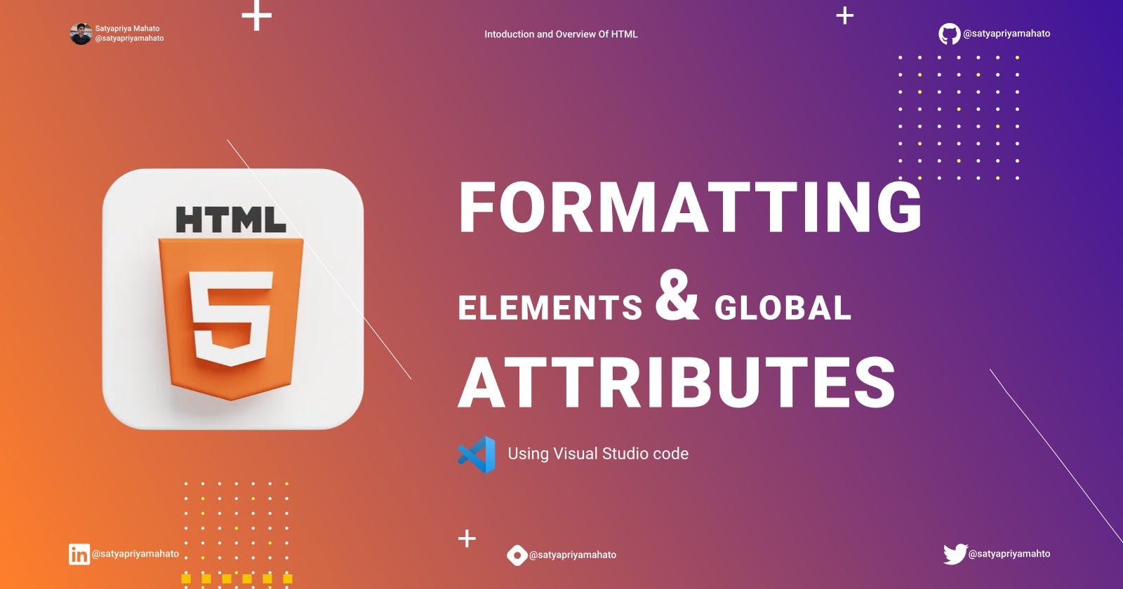 HTML formatting elements and Global attributes