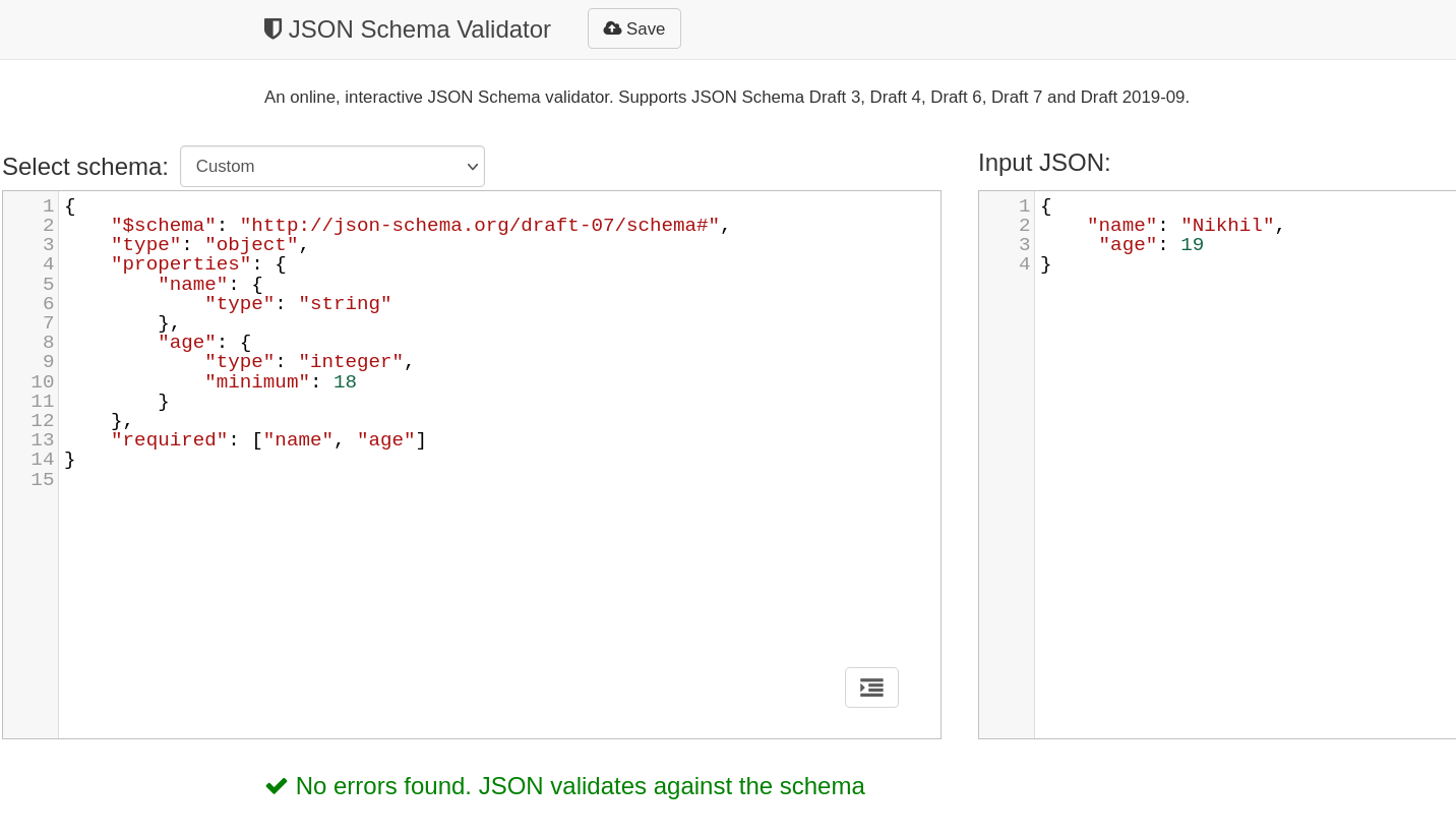 json schema validation success