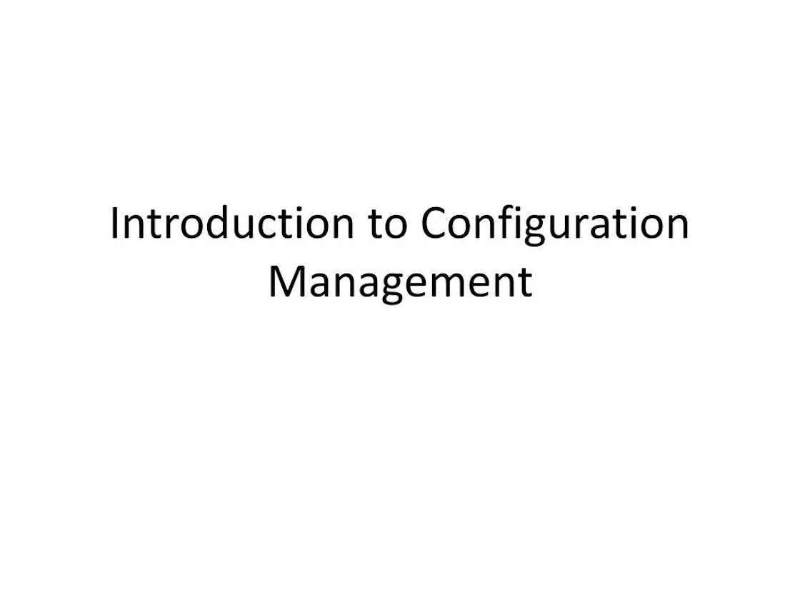 Introduction to Configuration Management