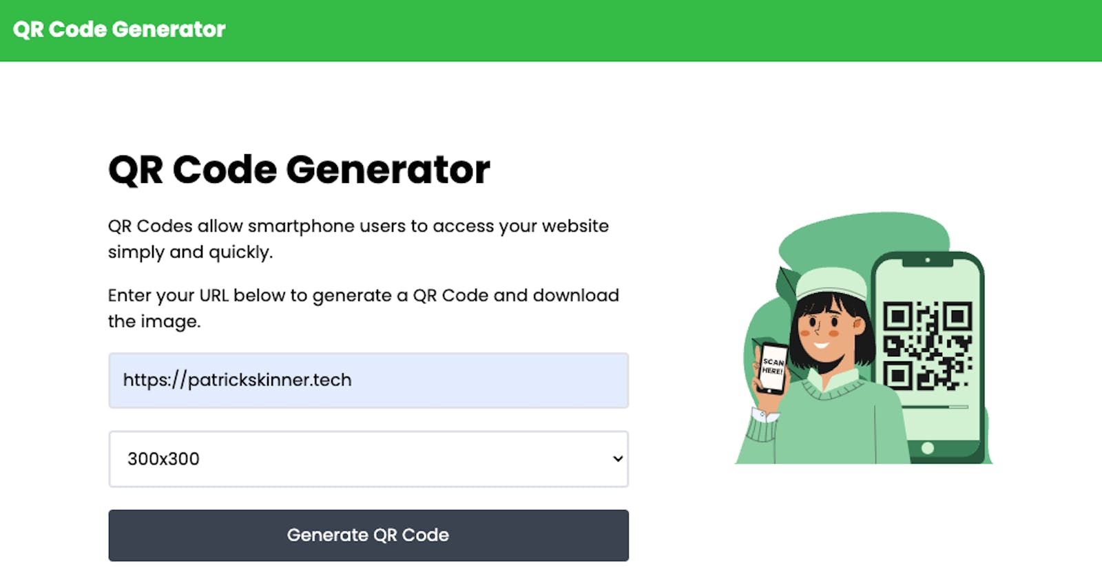 Create a Static QR Code Generator using Vanilla JavaScript, HTML, and Tailwind CSS