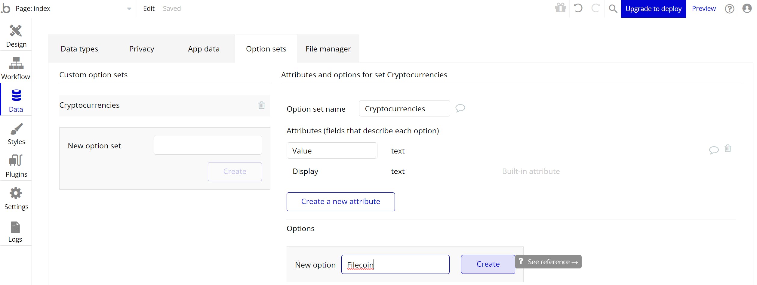 Adding new option to our data set