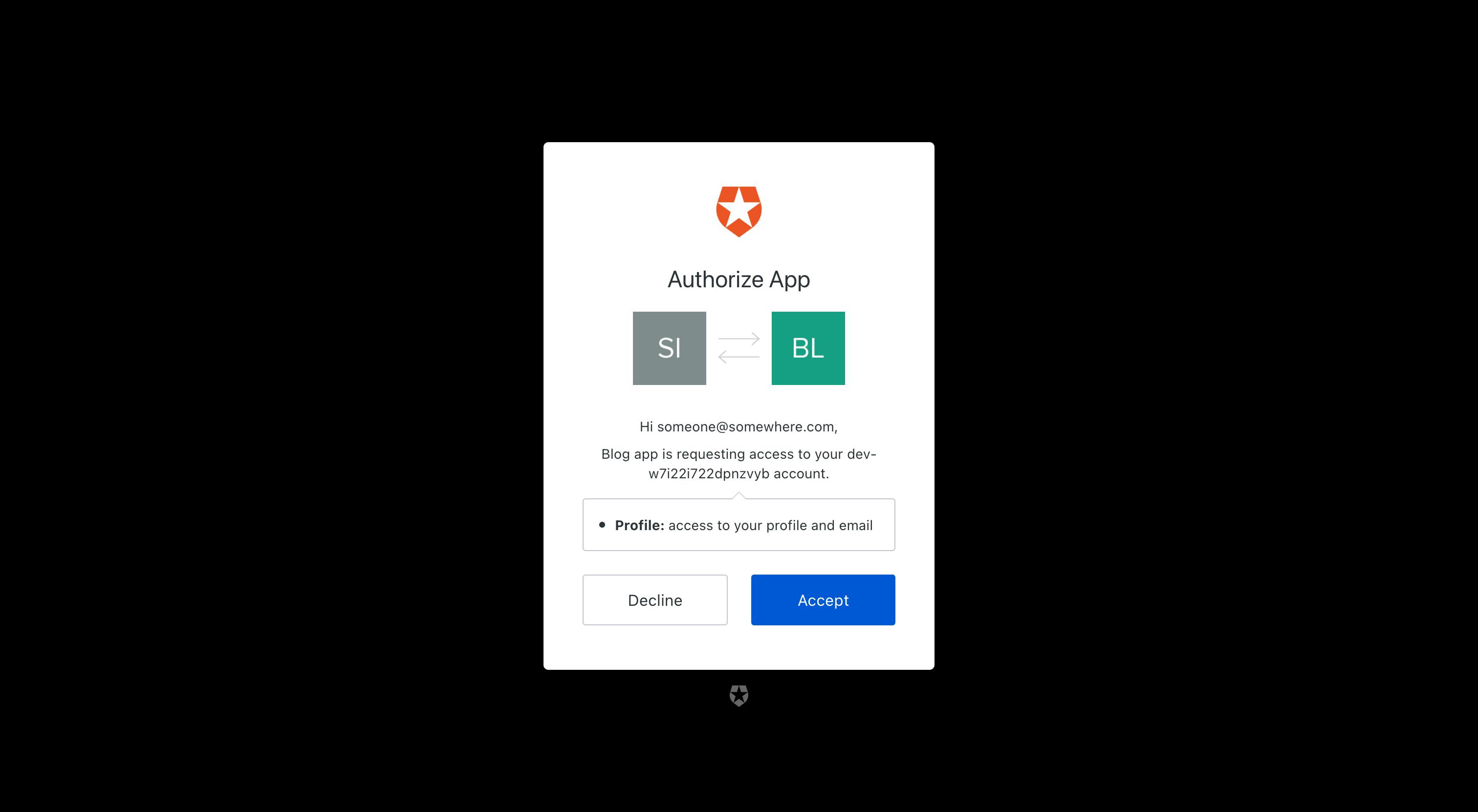 Screenshot of an Auth0 Authorize App page