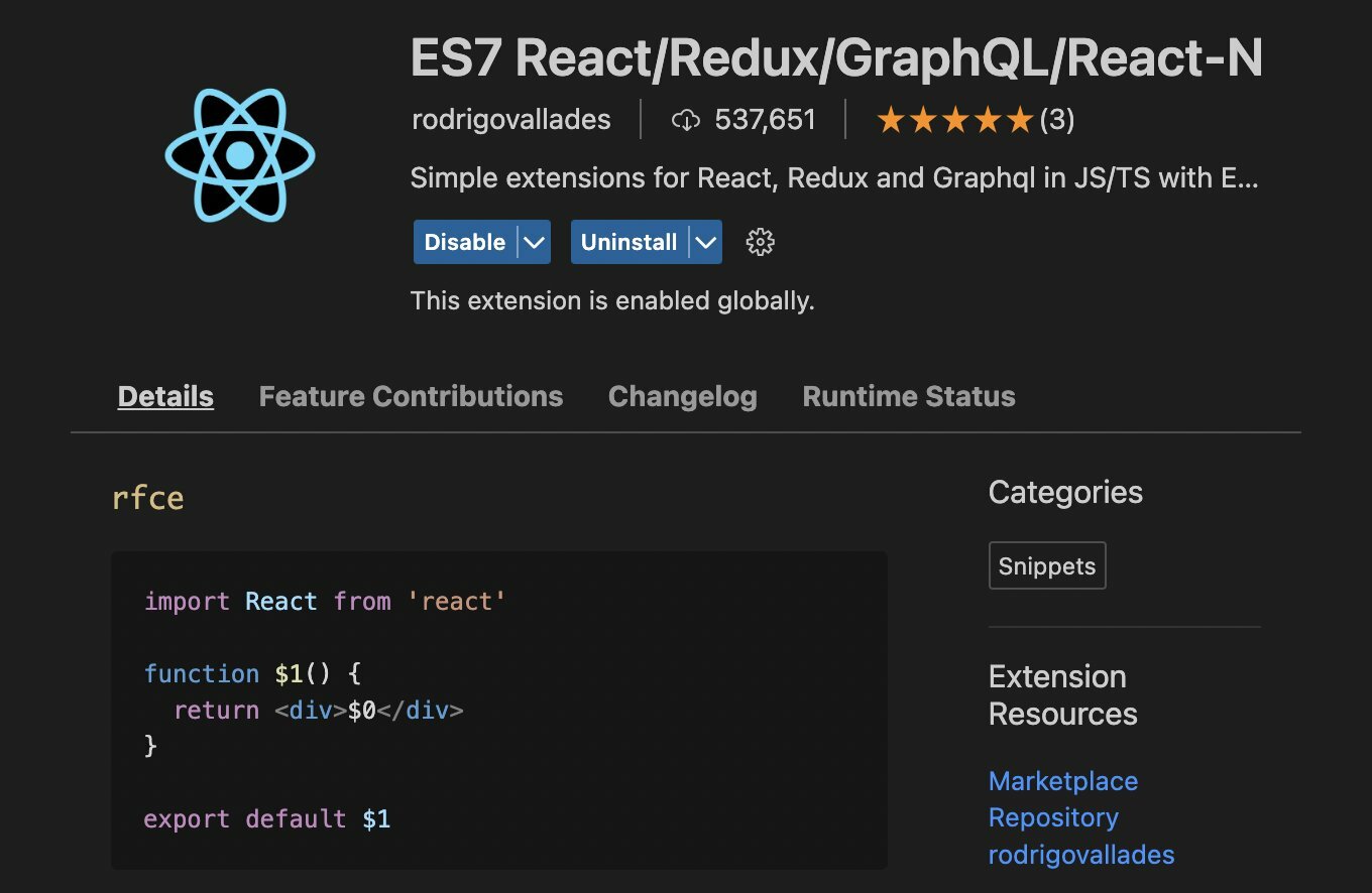 React snippet extension
