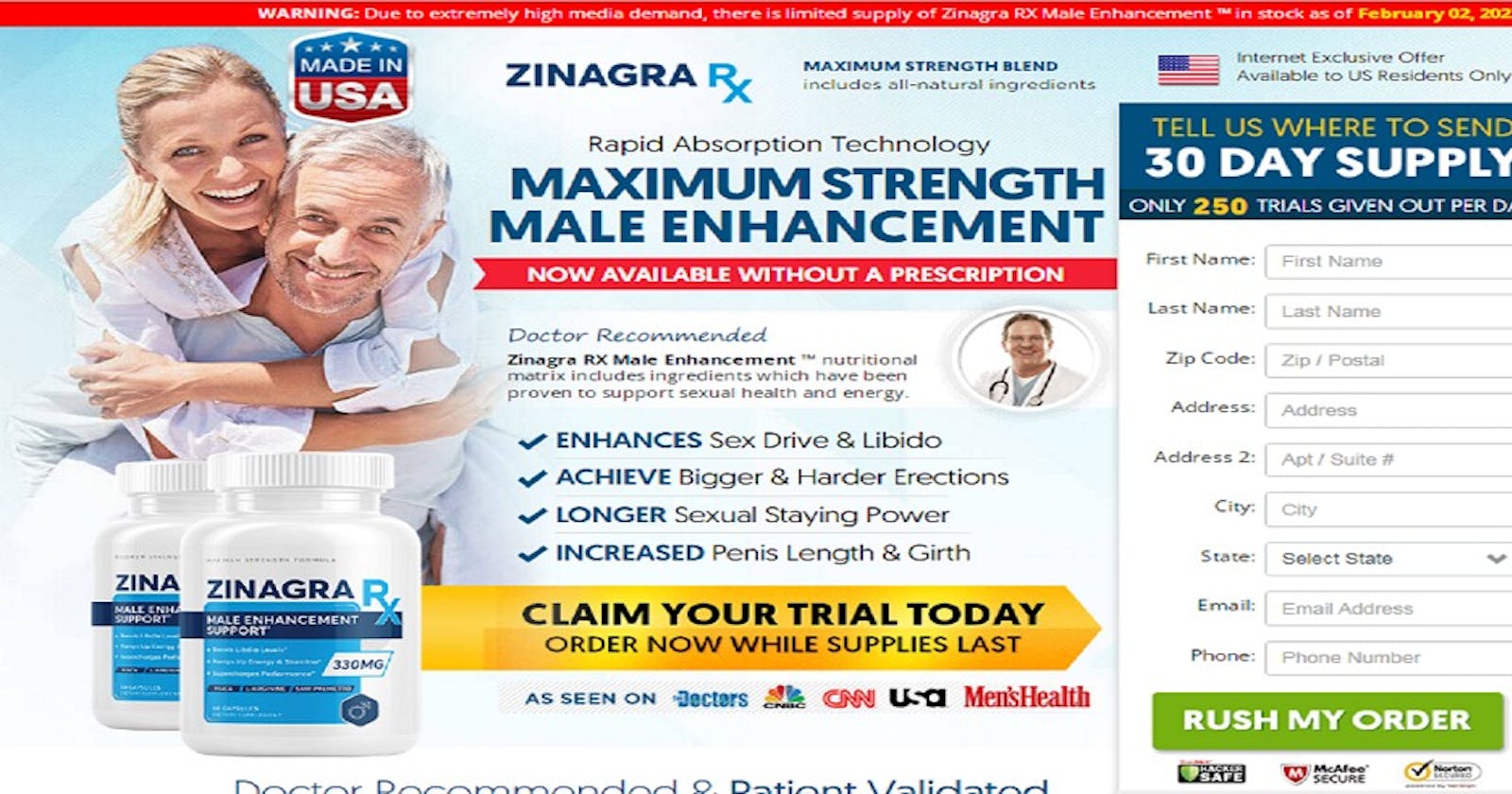 Zinagra RX Male Enhancement – Increase Sexual Power, Learn More!