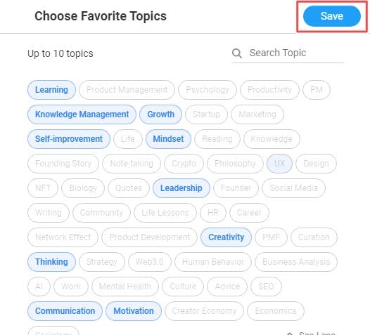 Select your favorite topics