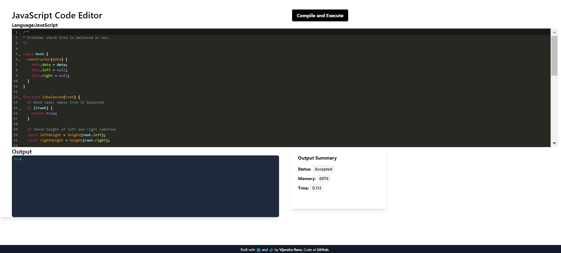 POC#1-Build online code editor using react+vite, tailwindcss,judge0