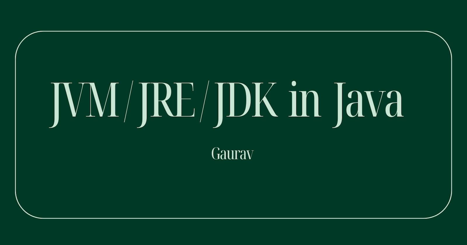 Understanding Jvm / Jre / Jdk  in Java