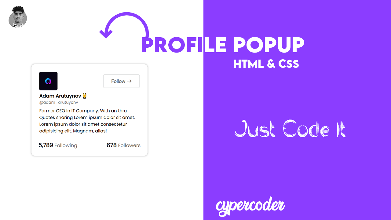 Create Profile Popup Using HTML & CSS