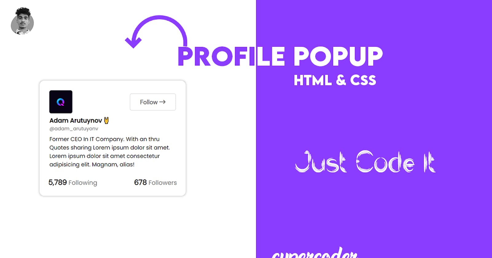 Create Profile Popup Using HTML & CSS