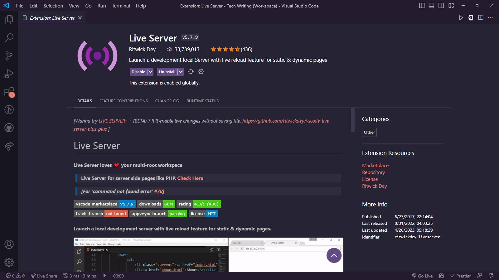 Live Server - Visual Code Extension