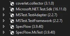 Installed packages when using MsTest framework