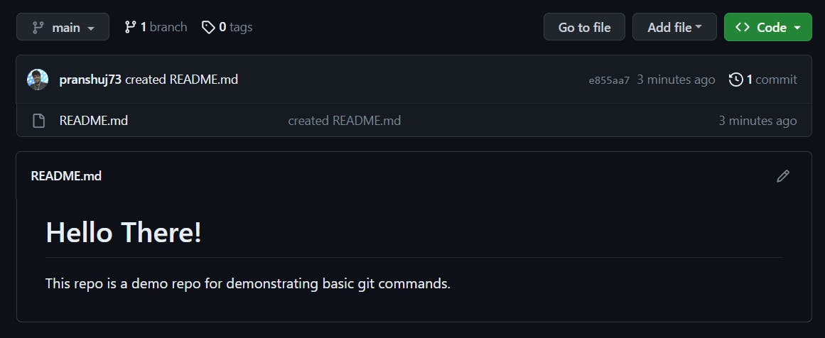 example of a commit done to my repo