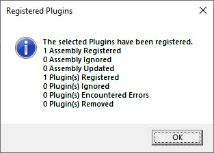 Plugin registration result message