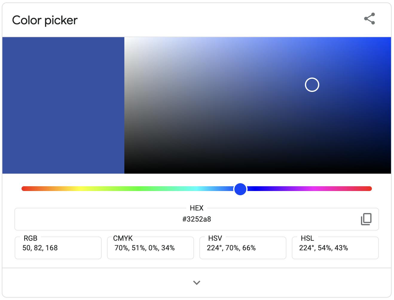 A color picker representing a color as an RGB value