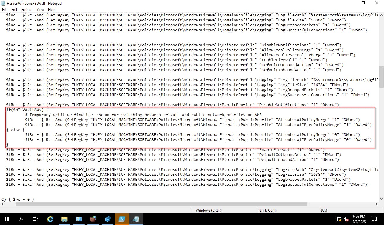 An exerpt from the HardenWindowsFireWall.ps1 script found in Server-Rls-x.x/Hardening/Scripts