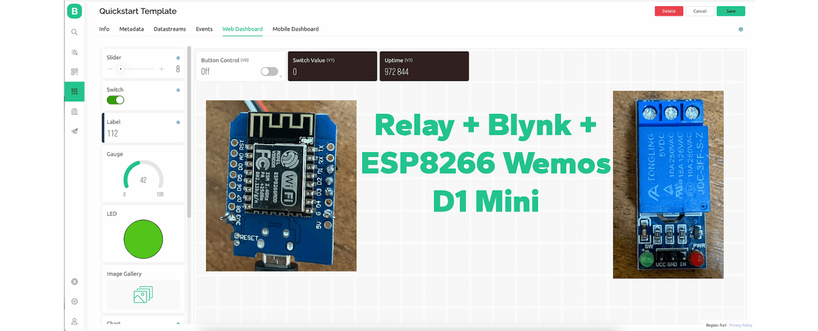 Relay module and Blynk without code (Relay + Blynk + ESP8266 Wemos D1 Mini).