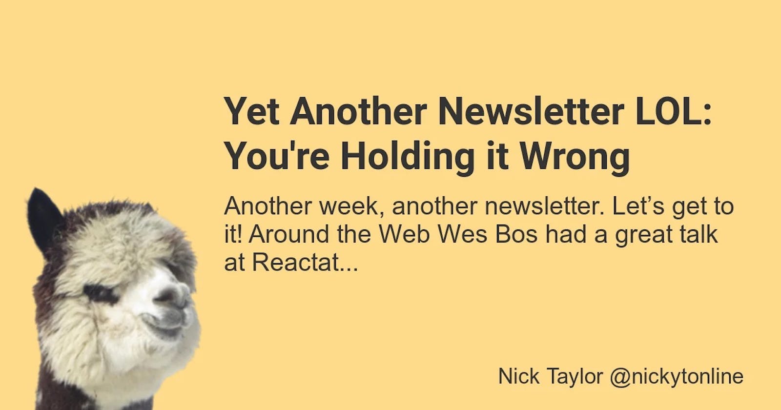 Yet Another Newsletter LOL: You're Holding it Wrong