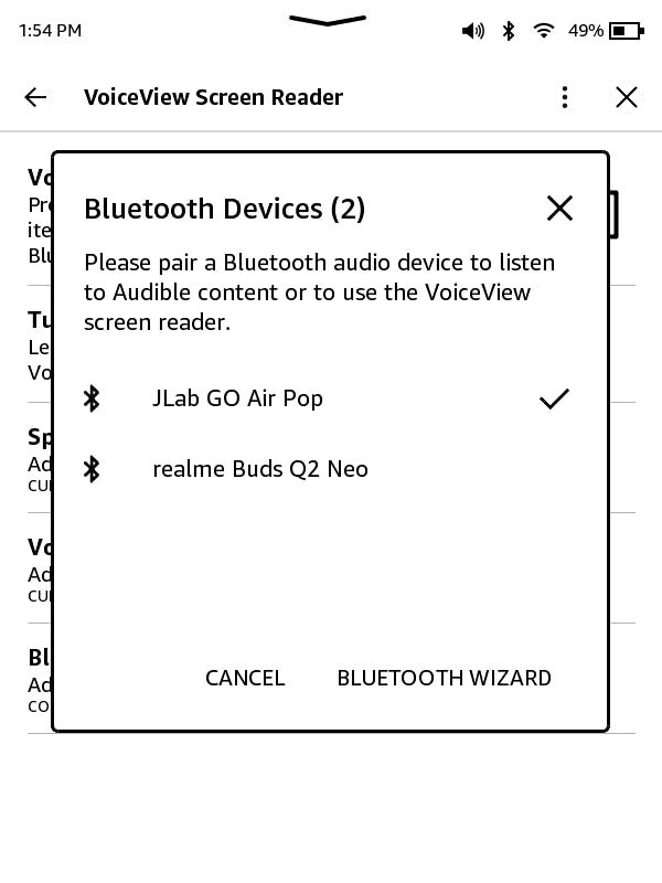 'Bluetooth Devices' list