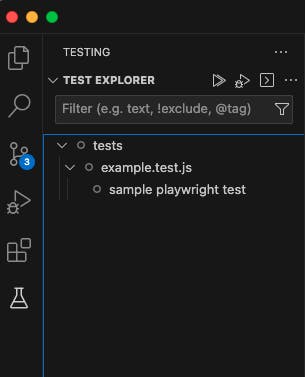 Screenshot of testing tab in visual studio code 