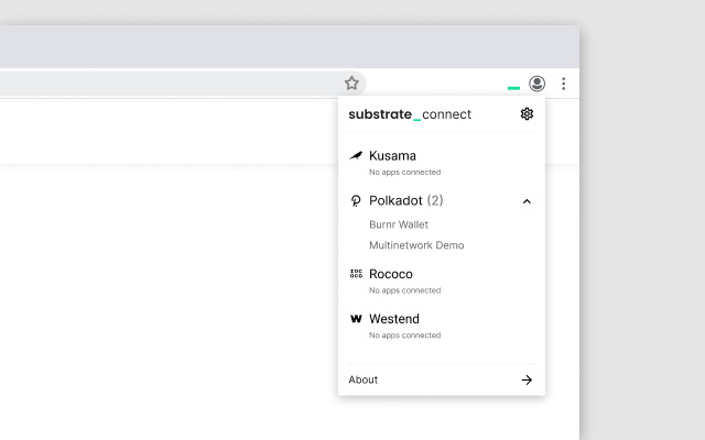 Screenshot of Substrate Connect in the browser