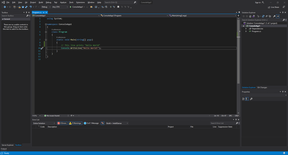 C# syntax and VisualStudio IDE interface