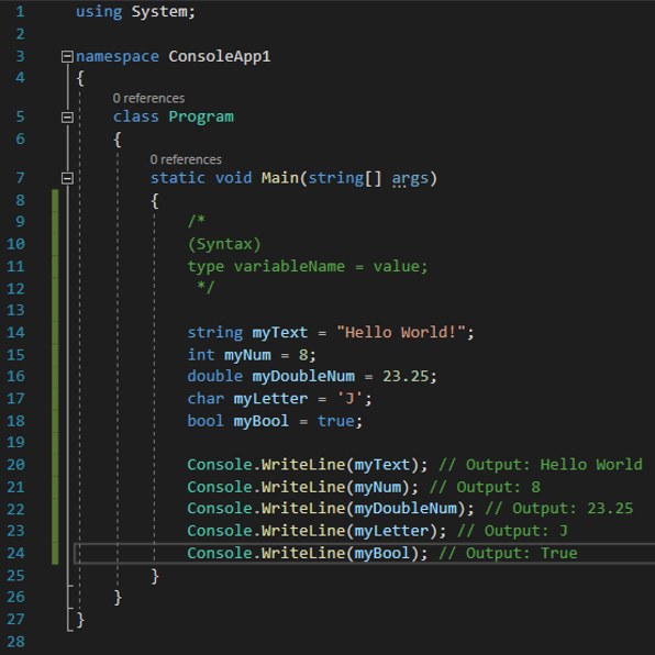 C# Variables Syntax