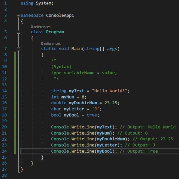 C# Variables Syntax