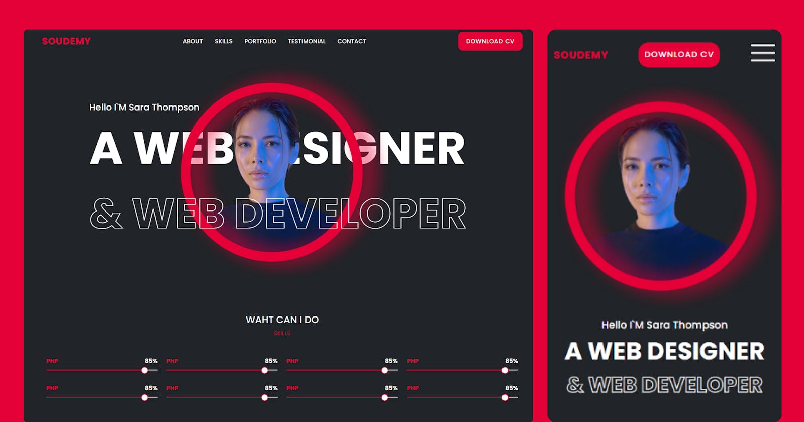 Animated Portfolio Website using HTML CSS and Javascript | STEP BY STEP
