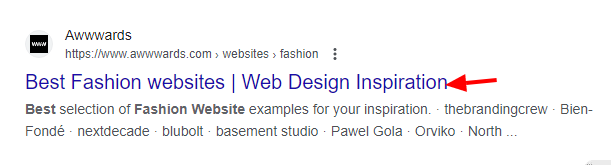 Example/ image of how the title looks like on google search results.