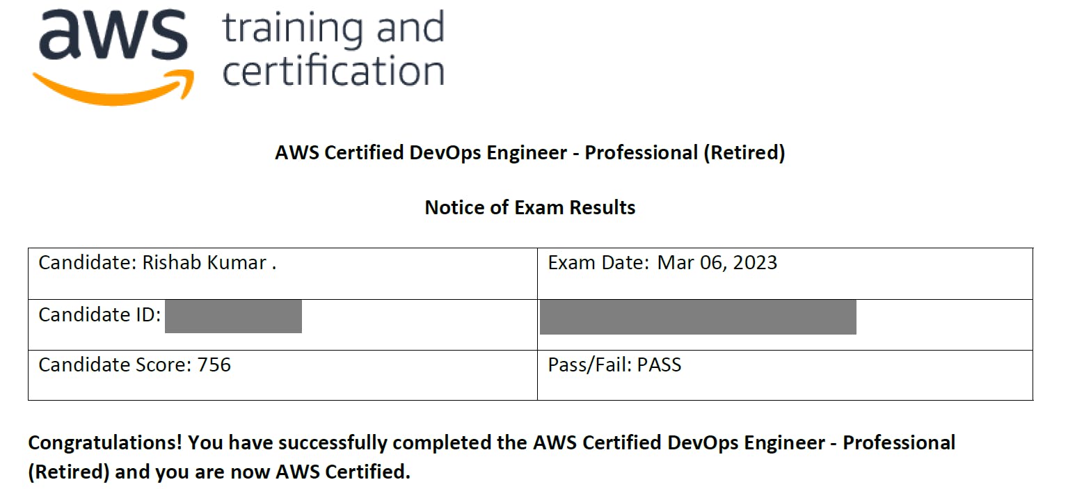 AWS DevOps Engineer Professional Exam Report