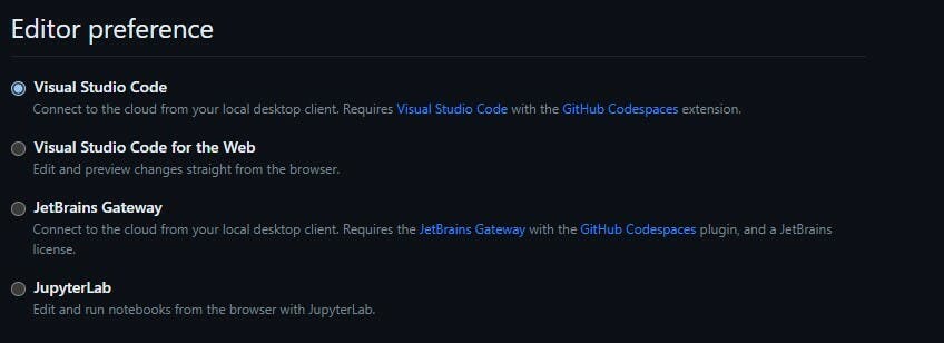 Selecting VS Code in the Editor preference section