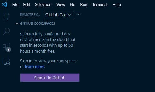 Signing into GitHub for GitHub Codespace