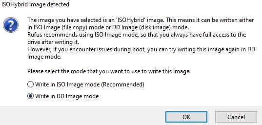 select DD image mode
