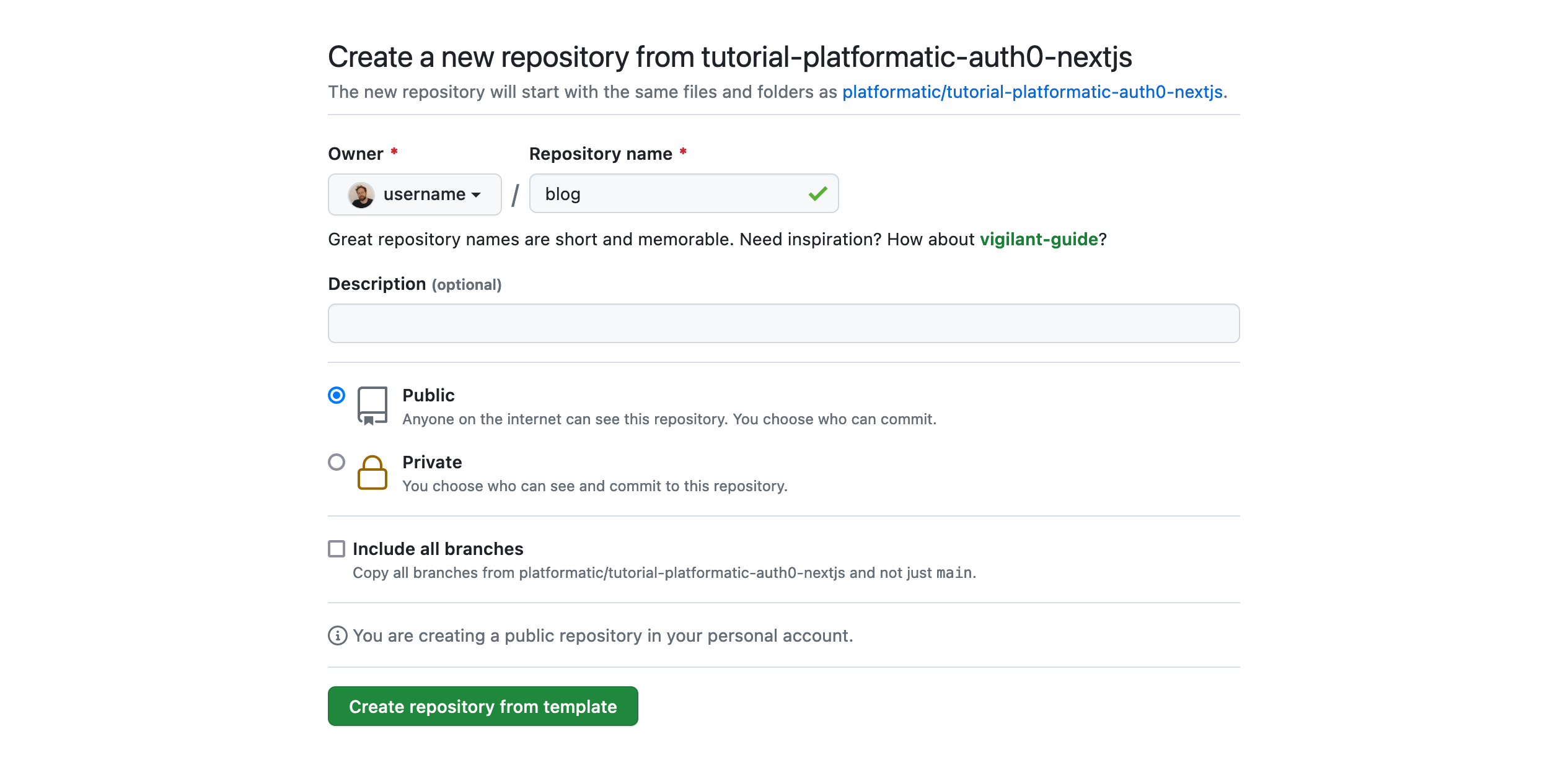 Create a new GitHub repository from the template repository - 01