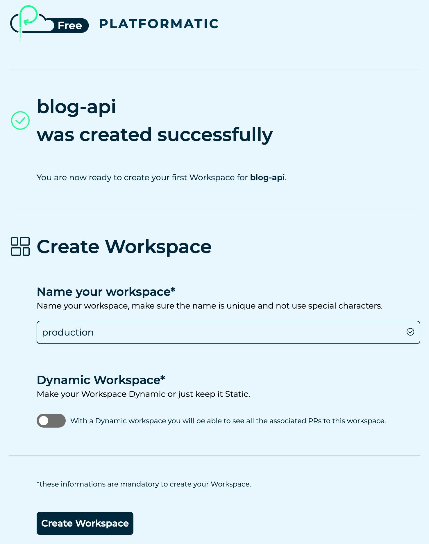 Create a static app workspace - 01