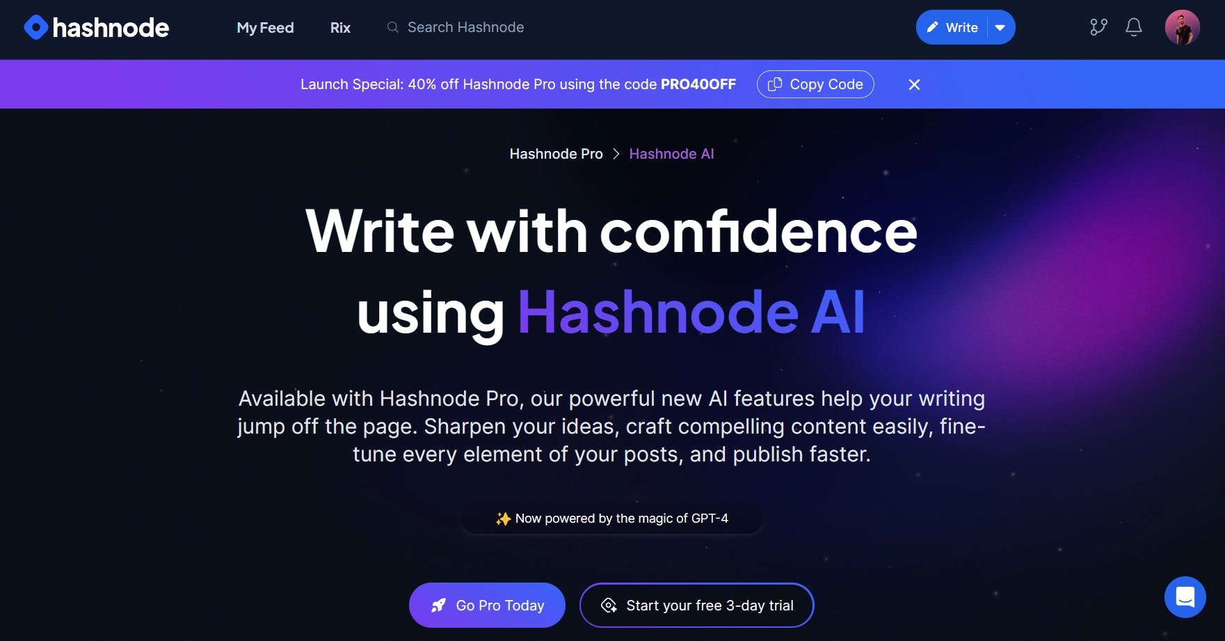 a web page with a purple and blue theme