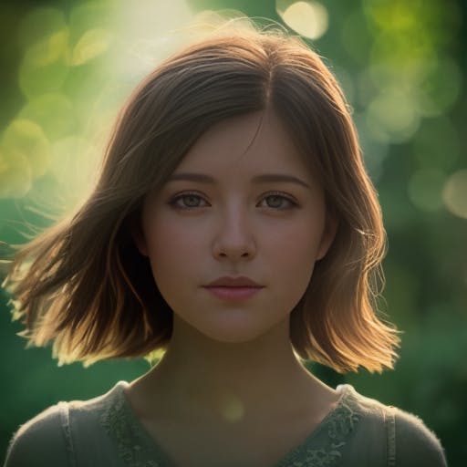 1girl, masterpiece, best quality, high resolution, 8K , HDR, cinematic lighting, bloom, sun light, looking at viewer, outdoor, detailed shadows, intricate tree shadows, raytracing, bokeh, depth of field, film photography, film grain, glare, (wind:1.1)