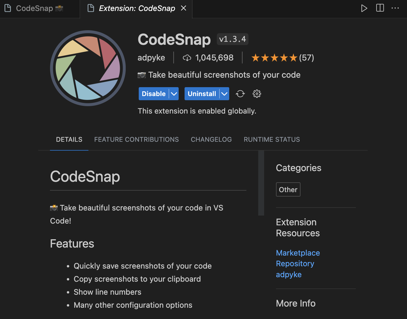 How to use CodeSnap on Vscode