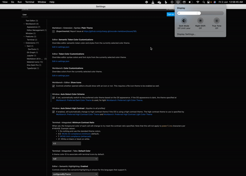 Automatically switch between Dark and Light themes in VS Code