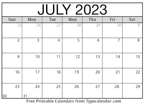July 2023 Calendars