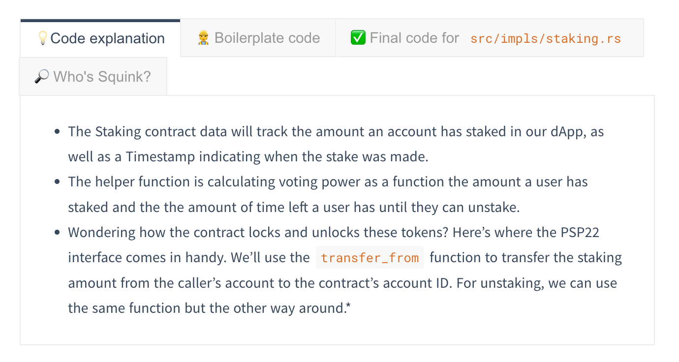 Each coding section has a panel on the right that provides useful information for anyone going through the workshop.