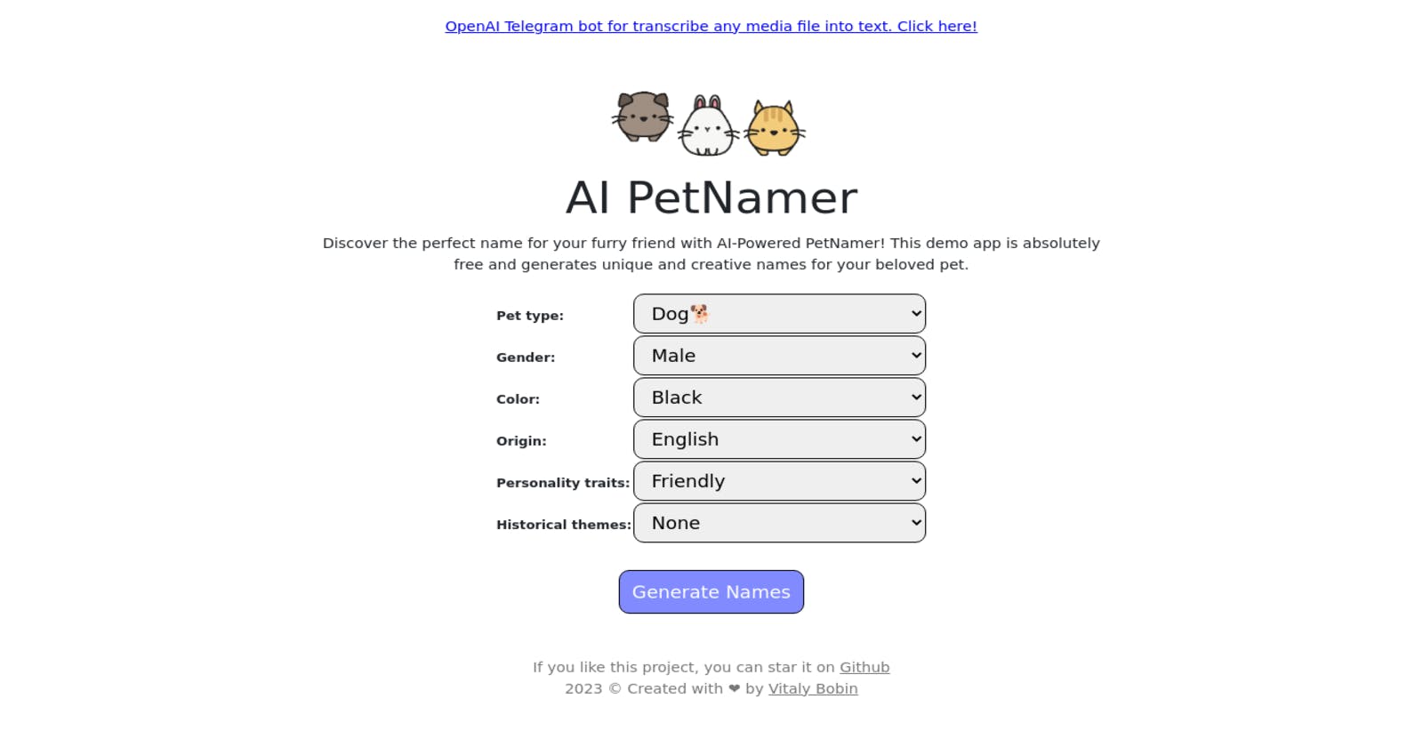 Discover the Perfect Pet Name with AI Pet Name Generator